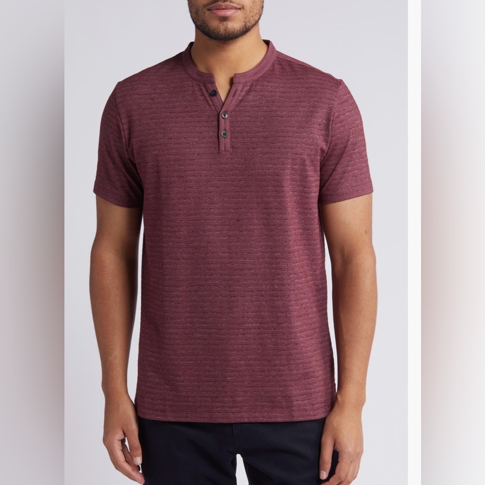 Robert Barakett Burgundy Henley Short Sleeve Shirt